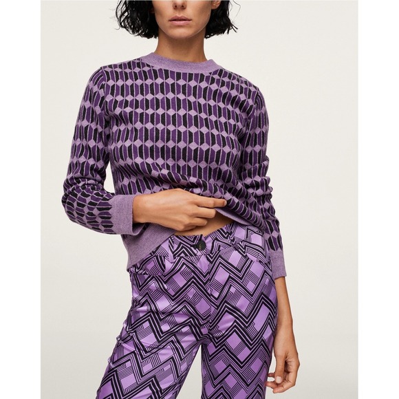 NWT‎ - Mango Geometric Print Wide-Leg Pants - Size XS - Picture 2 of 11